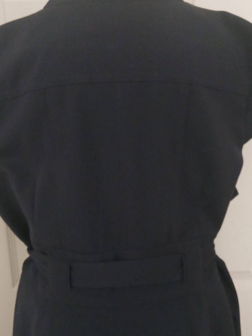 Calvin Klein Navy Button-Front Midi Dress with Waist Tie - Picture 2 of 3